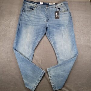 Evolution In Design Mens Blue Slim Fit Light Wash Denim Jeans 48W x 33L New